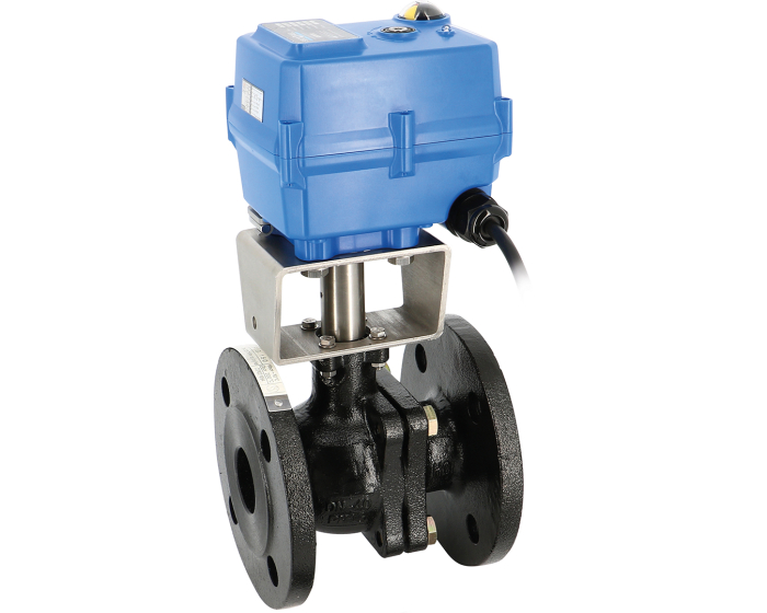 Cast iron flanged ball valve DIN 507 + TCR electric actuator